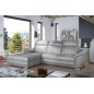 - Canapé d'angle convertible en tissu velours Prestige, gris, 5 places, angle gauche (vu de face) - TRESOR