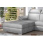 - Canapé d'angle convertible en tissu velours Prestige, gris, 5 places, angle gauche (vu de face) - TRESOR