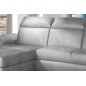 - Canapé d'angle convertible en tissu velours Prestige, gris, 5 places, angle gauche (vu de face) - TRESOR