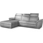 - Canapé d'angle convertible en tissu velours Prestige, gris, 5 places, angle gauche (vu de face) - TRESOR