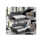 Canapé d'angle convertible en tissu velours Prestige, gris, 5 places, angle droit (vu de face) , TRESOR
