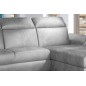 Canapé d'angle convertible en tissu velours Prestige, gris, 5 places, angle droit (vu de face) , TRESOR