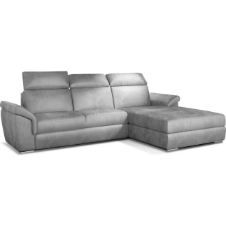 Canapé d'angle convertible en tissu velours Prestige, gris, 5 places, angle droit (vu de face) , TRESOR