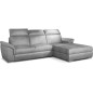 Canapé d'angle convertible en tissu velours Prestige, gris, 5 places, angle droit (vu de face) , TRESOR