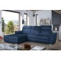 Canapé d'angle convertible en tissu velours Prestige, bleu, 5 places, angle gauche (vu de face) - TRESOR