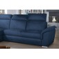 Canapé d'angle convertible en tissu velours Prestige, bleu, 5 places, angle gauche (vu de face) - TRESOR