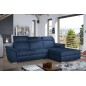 Canapé d'angle convertible en tissu velours Prestige, bleu, 5 places, angle droit (vu de face) - TRESOR