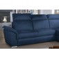 Canapé d'angle convertible en tissu velours Prestige, bleu, 5 places, angle droit (vu de face) - TRESOR
