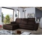 Canapé d'angle convertible en tissu velours Prestige, marron, 5 places, angle gauche (vu de face) - TRESOR