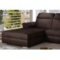 Canapé d'angle convertible en tissu velours Prestige, marron, 5 places, angle gauche (vu de face) - TRESOR