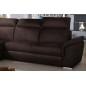Canapé d'angle convertible en tissu velours Prestige, marron, 5 places, angle gauche (vu de face) - TRESOR