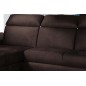 Canapé d'angle convertible en tissu velours Prestige, marron, 5 places, angle gauche (vu de face) - TRESOR