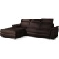 Canapé d'angle convertible en tissu velours Prestige, marron, 5 places, angle gauche (vu de face) - TRESOR
