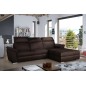Canapé d'angle convertible en tissu velours Prestige, marron, 5 places, angle droit (vu de face) - TRESOR