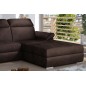 Canapé d'angle convertible en tissu velours Prestige, marron, 5 places, angle droit (vu de face) - TRESOR