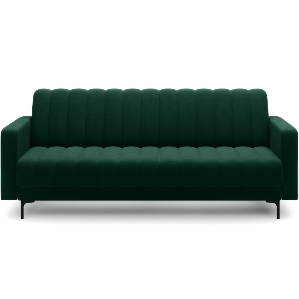 Canapé 3 places convertible velours luxe vert, coffre, RONSARD