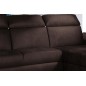 Canapé d'angle convertible en tissu velours Prestige, marron, 5 places, angle droit (vu de face) - TRESOR
