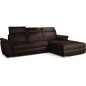 Canapé d'angle convertible en tissu velours Prestige, marron, 5 places, angle droit (vu de face) - TRESOR