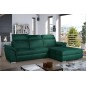 Canapé d'angle convertible en tissu velours Prestige, vert, 5 places, angle droit (vu de face) - TRESOR