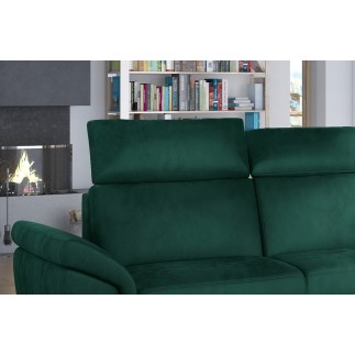Canapé d'angle convertible en tissu velours Prestige, vert, 5 places, angle droit (vu de face) - TRESOR