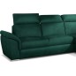 Canapé d'angle convertible en tissu velours Prestige, vert, 5 places, angle droit (vu de face) - TRESOR
