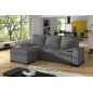Canapé d'angle convertible - en tissu gris et simili gris, angle gauche (vu de face) - LUCAS, 4 places