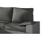 Canapé d'angle convertible - en tissu gris et simili gris, angle gauche (vu de face) - LUCAS, 4 places