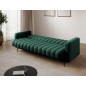 Canapé 3 places convertible velours luxe vert, coffre, RONSARD