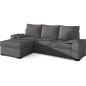Canapé d'angle convertible - en tissu gris et simili gris, angle gauche (vu de face) - LUCAS, 4 places