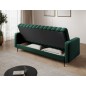 Canapé 3 places convertible velours luxe vert, coffre, RONSARD