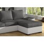 Canapé d'angle convertible en tissu gris et simili blanc, angle droit (vu de face), LUCAS, 4 places