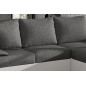Canapé d'angle convertible en tissu gris et simili blanc, angle droit (vu de face), LUCAS, 4 places