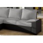 Canapé d'angle convertible - en tissu gris et simili noir, angle gauche (vu de face) - LUCAS, 4 places
