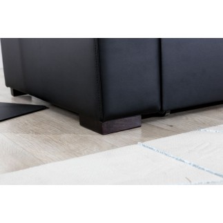Canapé d'angle convertible - en tissu gris et simili noir, angle gauche (vu de face) - LUCAS