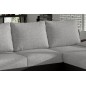 Canapé d'angle convertible - en tissu gris et simili noir, angle droit (vu de face) - LUCAS, 4 places