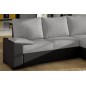 Canapé d'angle convertible - en tissu gris et simili noir, angle droit (vu de face) - LUCAS, 4 places