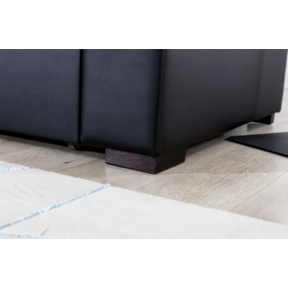 Canapé d'angle convertible - en tissu gris et simili noir, angle droit (vu de face) - LUCAS
