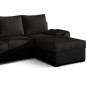 Canapé d'angle convertible - en tissu noir et simili noir, angle droit (vu de face) - LUCAS, 4 places
