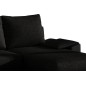 Canapé d'angle convertible - en tissu noir et simili noir, angle droit (vu de face) - LUCAS, 4 places
