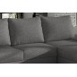 Canapé d'angle convertible - en tissu gris et simili gris, angle droit (vu de face) - LUCAS, 4 places