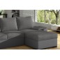 Canapé d'angle convertible - en tissu gris et simili gris, angle droit (vu de face) - LUCAS, 4 places