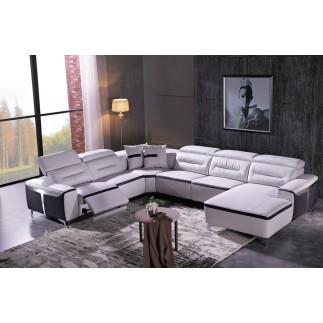 2eme paiement de la commande: Canapé d'angle relax électrique en cuir buffle italien de luxe: combirelax, blanc et noir , angle