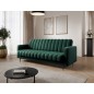 Canapé 3 places convertible velours luxe vert, coffre, RONSARD