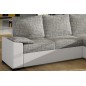 Canapé d'angle convertible - en tissu gris et simili blanc, angle droit (vu de face) - LUCAS, 4 places
