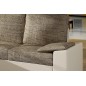 Canapé d'angle convertible - en tissu marron et simili beige, angle gauche (vu de face) - LUCAS, 4 places