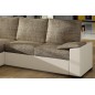 Canapé d'angle convertible - en tissu marron et simili beige, angle gauche (vu de face) - LUCAS, 4 places