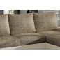 Canapé d'angle convertible - en tissu marron et simili beige, angle droit (vu de face) - LUCAS, 4 places