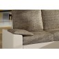 Canapé d'angle convertible - en tissu marron et simili beige, angle droit (vu de face) - LUCAS, 4 places