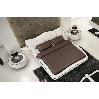 Lit en cuir italien de luxe LUXEN, blanc, 180x200