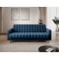 Canapé 3 places convertible velours luxe bleu foncé, coffre, RONSARD Canapé 3 places convertible velours luxe bleu foncé, coffre, RONSARD